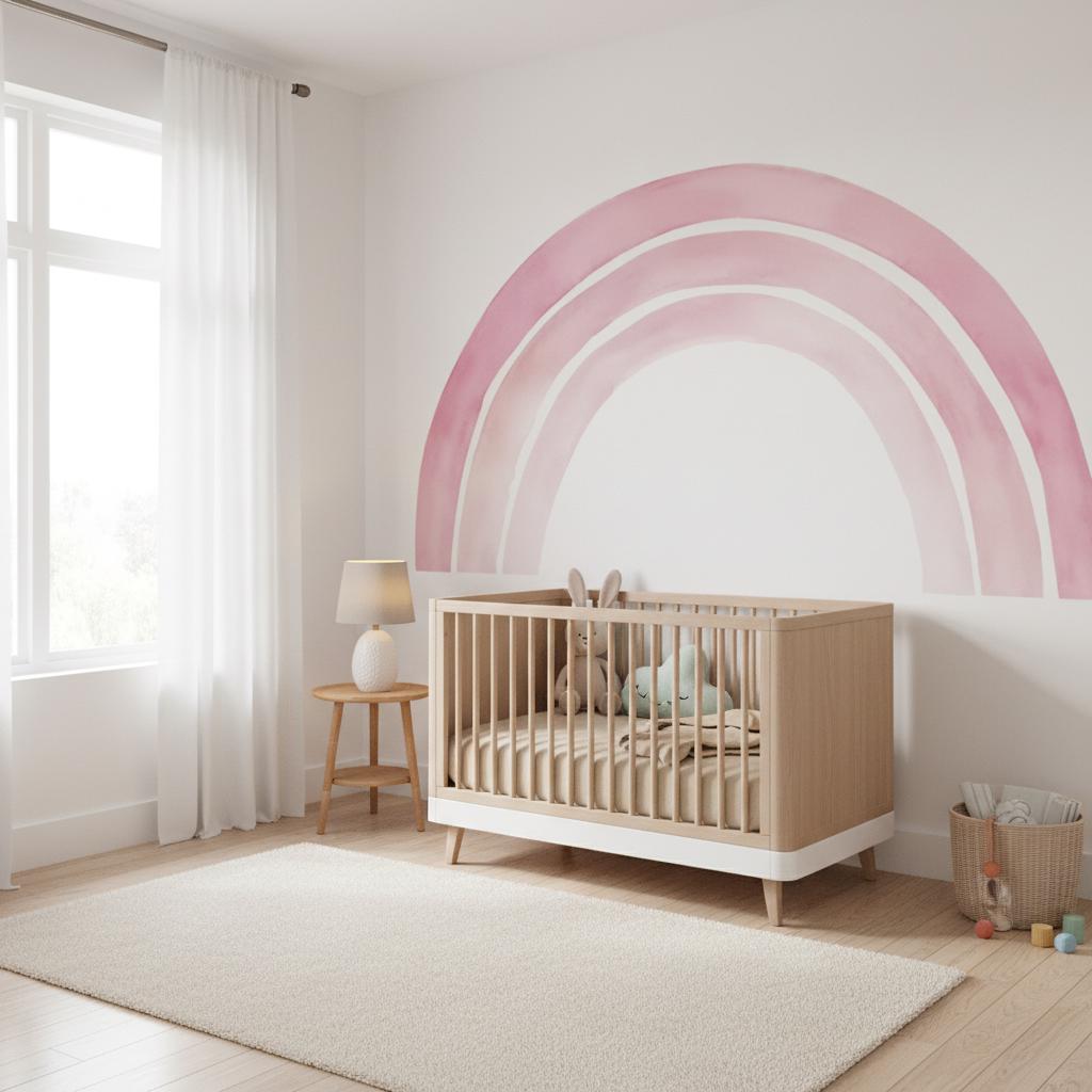 XL Pink Rainbow Wall Sticker – Oversized Large Pastel Rainbow Nursery ...