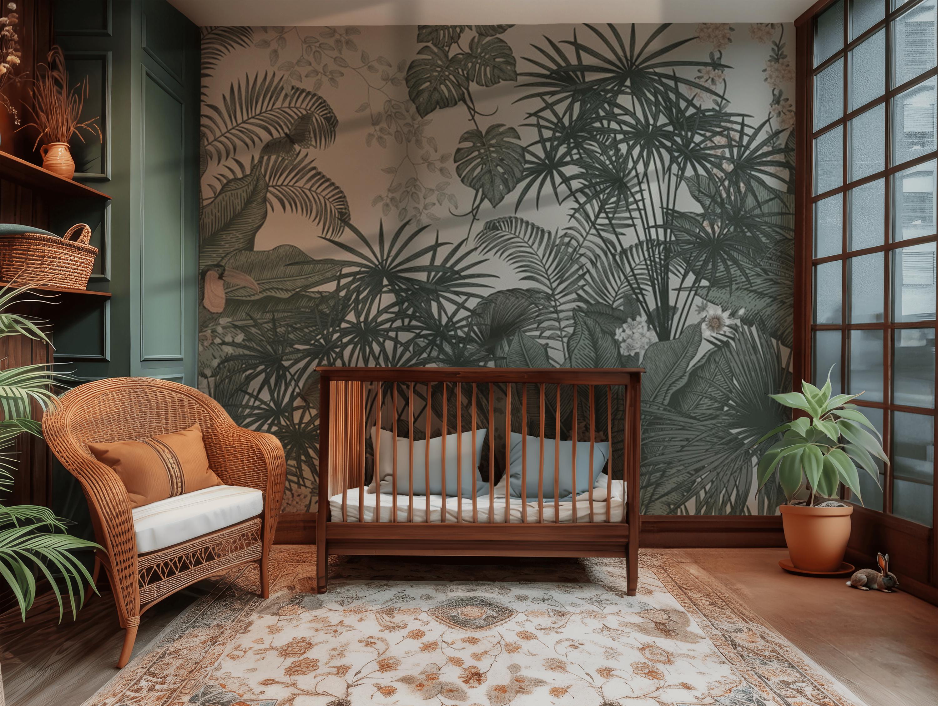 Tropical Foliage Mural Wallpaper: Lush Green Jungle Design - Etsy