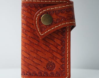 Leather Key Case, Handcrafted Belt Holder Pouch, Minimalist Wallet Gift for Him