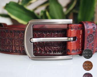 Full Grain Leather Belt, Custom Engraved Mens Leather Belt, Handmade Leather Belt for Men, Anniversary Gift for Husband, Father's Day Gift