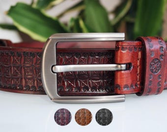 Full Grain Leather Belt, Custom Engraved Mens Leather Belt, Handmade Leather Belt for Men, Anniversary Gift for Husband, Father's Day Gift
