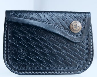 Monedero/Cartera minimalista de cuero de plena flor hecho a mano