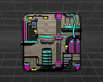 Glow in the Dark Cyberpunk Enamel Pin: 8-bit Sci-fi Lapel Badge