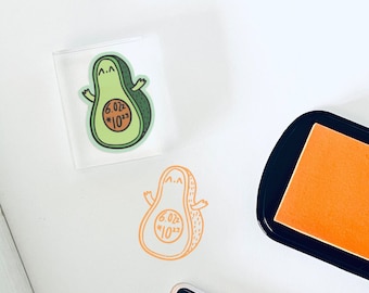 Avogadro&#39;s Avocado Number Rubber Stamp - Inspirational Chemistry / Motivational Grading Stamp