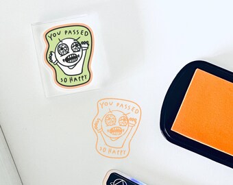 So Happy! Meme Rubber Stamp - Inspirational Grading Gift - Teacher&#39;s Motivational Angry Face Meme Acrylic Stamps