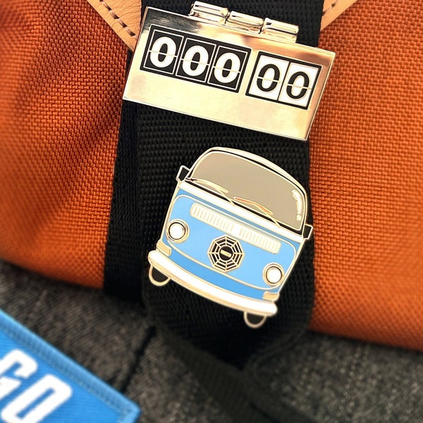 Dharma Bus Enamel Pin - Lost Island Blue VW Pin - Tropical Island Life Gift