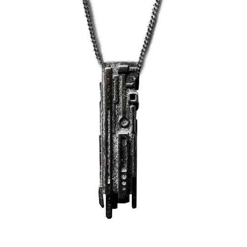 Meteorite Dust Monolith Key Pendant - Dystopian Artifact - Dune Inspired Cyberpunk Jewelry - Men's/Women's Sci-fi Necklace