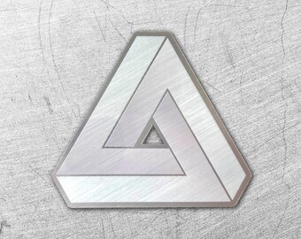 Penrose Triangle Cyberpunk Decal V2 - Futuristic Holographic Sticker - Optical Illusion Geometry Laptop Sticker