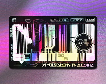 Universe Boarding Pass Holographic Vinyl Decal - Cyberpunk Laptop Sticker - Futuristic Astropunk / Space Sci-Fi Water Bottle Decal