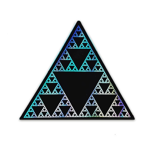 Sierpinski Triangle Holographic Vinyl Decal - Mandelbrot & Koch Style Fractal Sticker - Laptop / Waterbottle decal