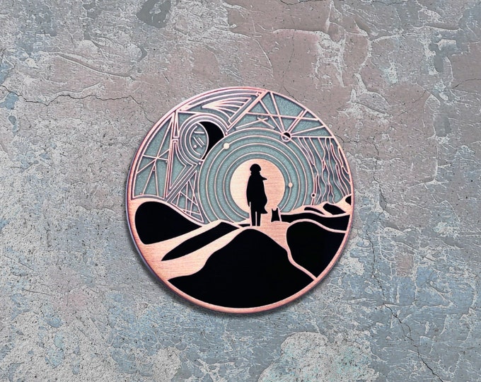 Child of the Dunes Copper Enamel Pin - Sci-Fi Dystopian Desert Lapel / Brooch Pin - Ancient Relic Badge
