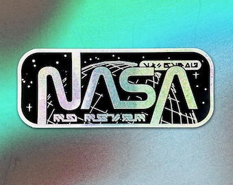Cyberpunk NASA V2 Worm Holographic Vinyl Decal - Astropunk Sci-fi Laptop Sticker