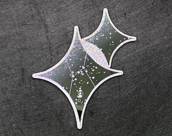 Binary Stars Pixelated Holographic Decal - Space / Astronomy Vinyl Sticker - Metallic Futuristic Sci-fi Gift
