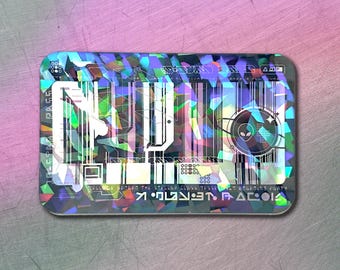 Universe Boarding Pass Holographic Vinyl Decal - Cyberpunk Laptop Sticker - Futuristic Astropunk / Space Sci-Fi Water Bottle Decal