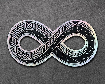 The Möbius Strip V2 Decal - Sci-Fi / Cyberpunk Holographic Sticker- Infinity Math & Geometry Gift