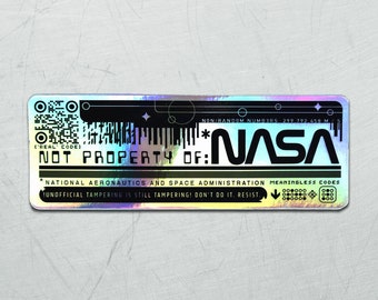 Not NASA Holographic Vinyl Decal - Cyberpunk Laptop Sticker - Futuristic Astropunk / Space Sci-Fi Meme Gift