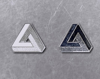 Penrose Triangle Enamel Pin - Futuristic / Minimal Lapel Pin - Optical Illusion Geometry / Math Brooch