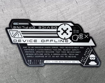 Device Offline Metallic Vinyl Decal - Cyberpunk Tech Laptop Sticker - Futuristic Astropunk / Sci-Fi Prop Decal