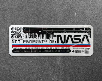 Not NASA Distressed Vinyl Decal - Dystopian Cyberpunk Laptop Sticker - Futuristic Holographic Astropunk / Space Sci-Fi Meme Gift