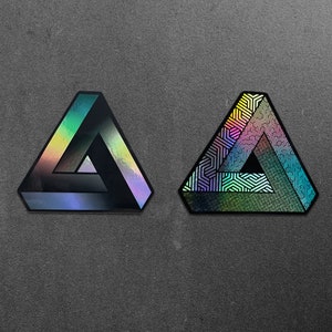 Penrose Dreieck Cyberpunk Aufkleber - Futuristisch / Minimalistisch Holografischer Aufkleber - Optische Täuschung Mathe & Geometrie Laptop Aufkleber