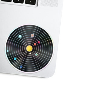 Holografische sticker zonnestelsel - futuristische Voyager gouden plaat vinyl sticker - ruimte/astronomie laptop sticker