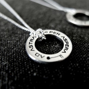 Sterling Silver per Aspera Ad Astra Necklace Men's/women's Mars ...