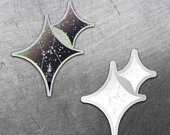 Binary Stars Metallic Decal - Space / Astronomy Vinyl Sticker - Holographic Cyberpunk Sci-fi Gift