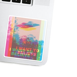 Believe Decal - Adesivo per laptop alieno futuristico - Adesivo in vinile UFO / extraterrestre