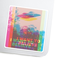 Believe Decal - Futuristic Alien Laptop Sticker - UFO / Extraterrestrial Vinyl Decal