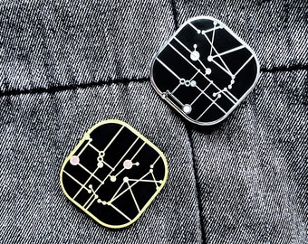 Space Age Circuit Enamel Pin - Minimalist Lapel Pin / Mid Century Modern Badge - Retrofuturistic Sci-fi Gift