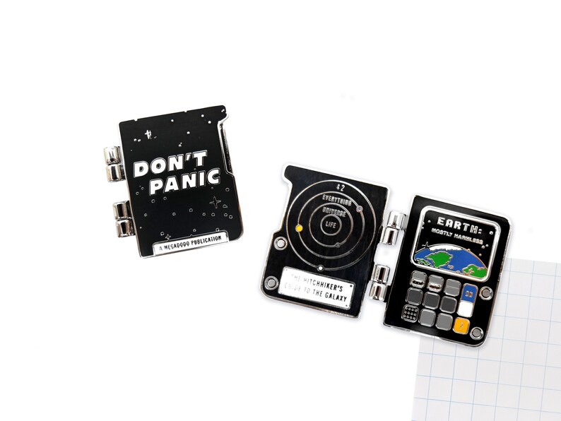 Hinged Hitchhiker's Guide Enamel Pin Retrofuturistic Etsy