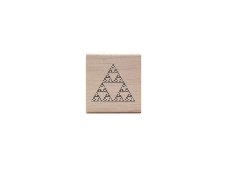 Sierpinski Triangle Rubber Stamp Mandelbrot & Koch Fractal Stationery STEM image 1