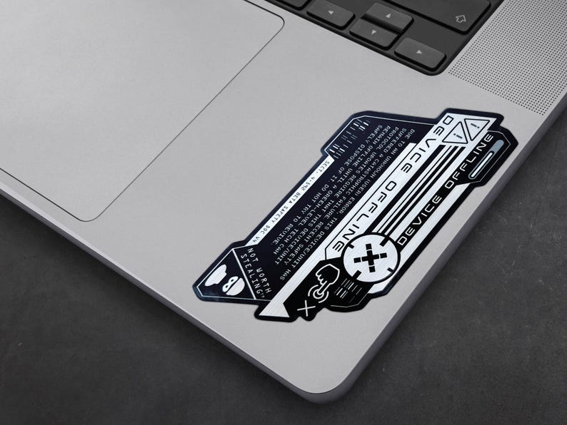 Tech Line Sticker Device Offline Metallic Vinyl Decal - Cyberpunk Tech Laptop Sticker ...
