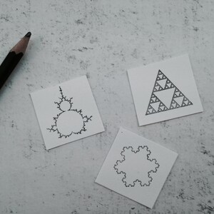 Sierpinski Triangle Rubber Stamp Mandelbrot & Koch Fractal Stationery STEM image 3