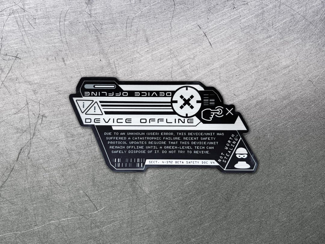 Device Offline Metallic Vinyl Decal - Cyberpunk Tech Laptop Sticker ...