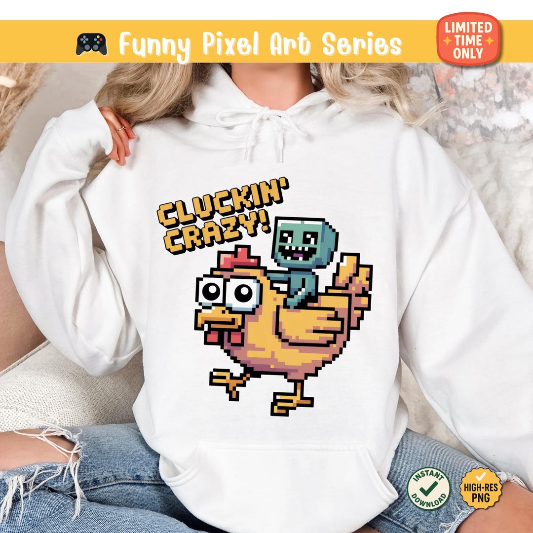 Lol Chicken Rider Cluckin’ Crazy PNG, Funny Chicken Rider Pixel Clipart, Blocky Gamer ...
