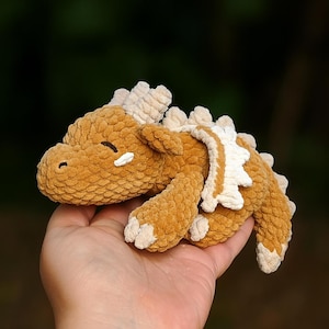 Sleeping Brown Dragon Crochet Pattern – Plush Amigurumi Soft Toy DIY PDF Tutorial