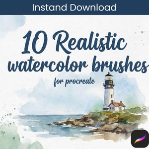 Realistic Watercolor Procreate Brushes | 10 Digital Painting Brushes for iPad | Soft, Wet & Textured Watercolor Set | Instant Download
