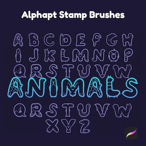 Animal Alphabet Procreate Stamp Brushes | Cute Font Letter Stamps