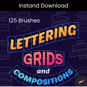 125 Procreate Lettering Grids & Composition Guides | Digital Lettering Practice Set, Calligraphy Templates, Instant Download