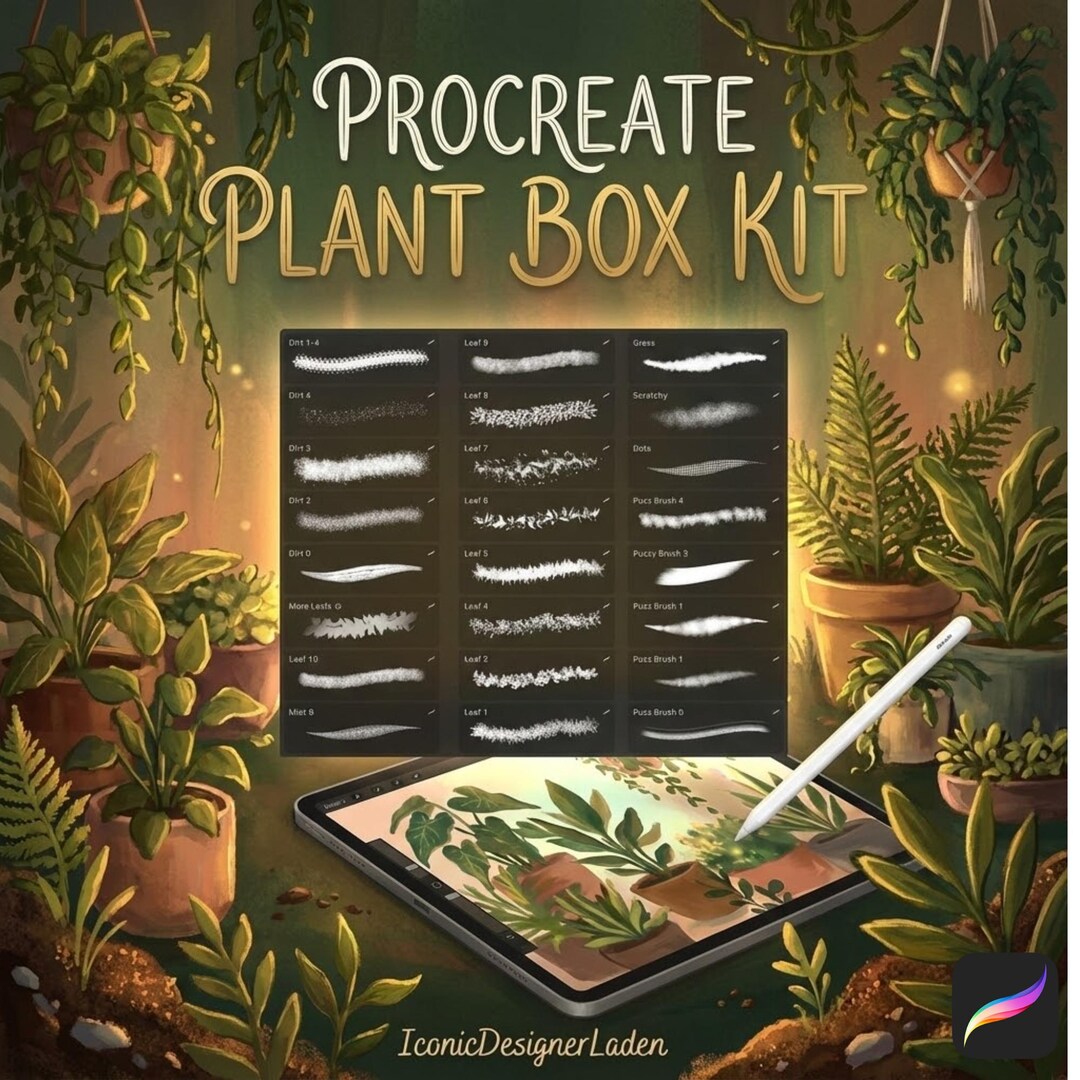 Procreate Plant Kit | Leaf, Grass Dirt Brushes | Botanical Foliage ...