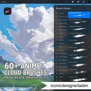60 pinceaux nuages pour Procreate | Tampons météo ciel réalistes | Arrière-plans de peinture numérique | Extensions Procreate