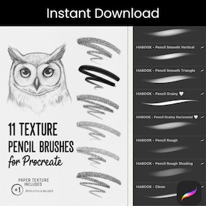 11 Procreate Pencil Brushes | Realistic Digital Graphite & Texture Pencil Set | iPad Drawing Shading Brush | Hand Drawn Sketching