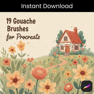 19 Procreate Gouache Brushes | Digital Painting Texture Set | Realistic Watercolor & Gouache Effect Brushes for iPad Illustration