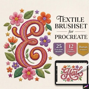 Texture Procreate Brushes | 25 Stitch & Textile Brush Set