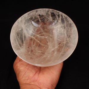Hand Carved Clear Quartz Bowl: Healing Crystal, Chakra Balancing