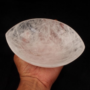 Hand Carved Crystal Quartz Bowl: Chakra Healing, Home Decor