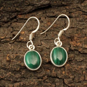 Women&#39;s Green Malachite Earrings Natural Gemstone Jewelry Silver Malachite Earrings Statement Handmade Jewelry Gift For Sister