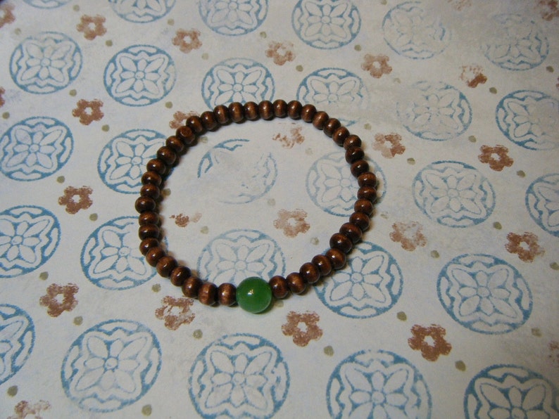 Green Jade Wood Mala Bracelet image 2