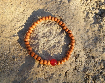Red Jade Wood Mala Bracelet